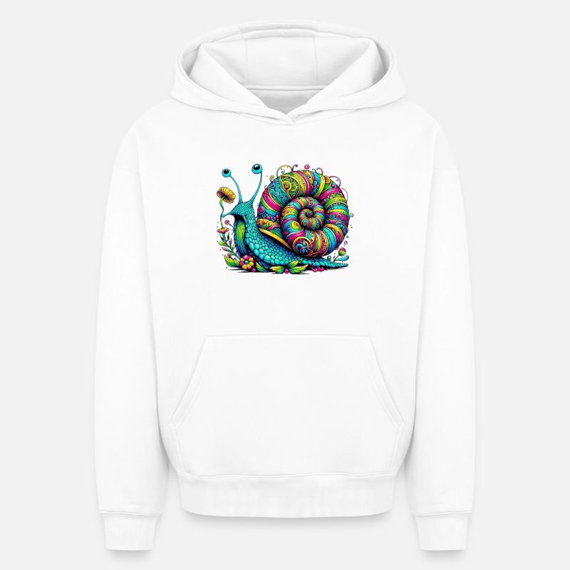 Escargot - Sweat à capuche unisexe oversize épais SPREAD - blanc