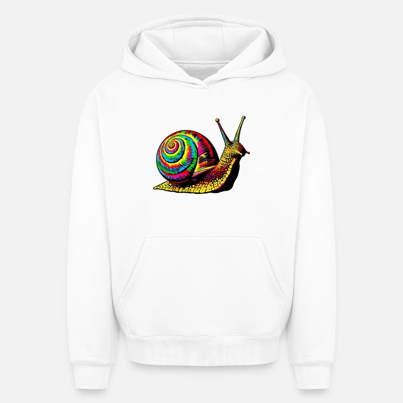 Escargot - Sweat à capuche unisexe oversize épais SPREAD - blanc
