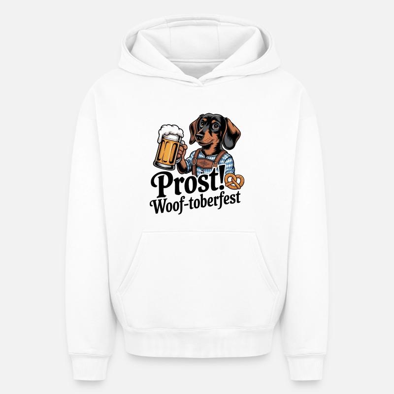 Teckel bavarois - Sweat à capuche unisexe oversize épais SPREAD - blanc