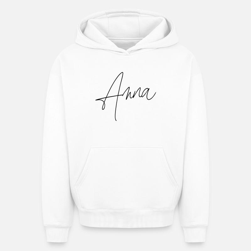 Anna / Conception de l’écriture manuscrite - Sweat à capuche unisexe oversize épais SPREAD - blanc