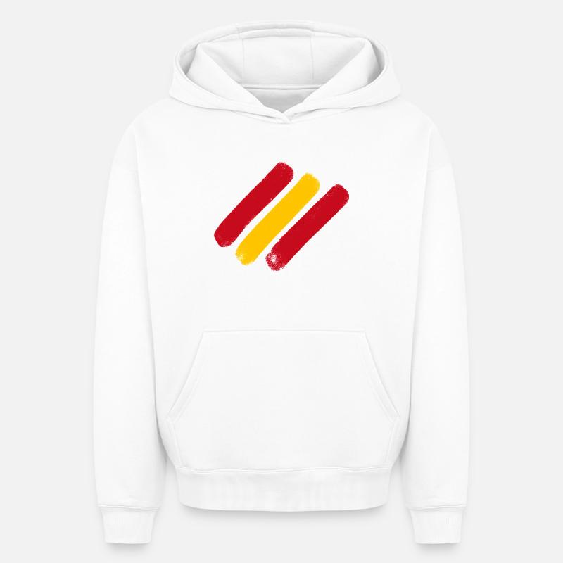 Espagne - Bandes de drapeau - Sweat à capuche unisexe oversize épais SPREAD - blanc