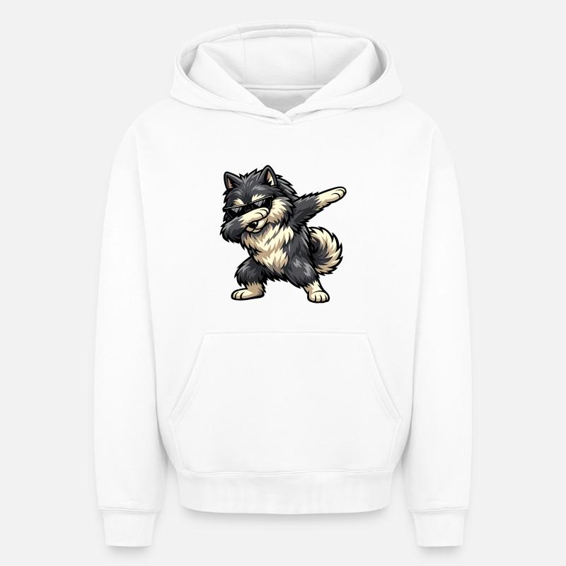 Dab Wolfspitz - Sweat à capuche unisexe oversize épais SPREAD - blanc