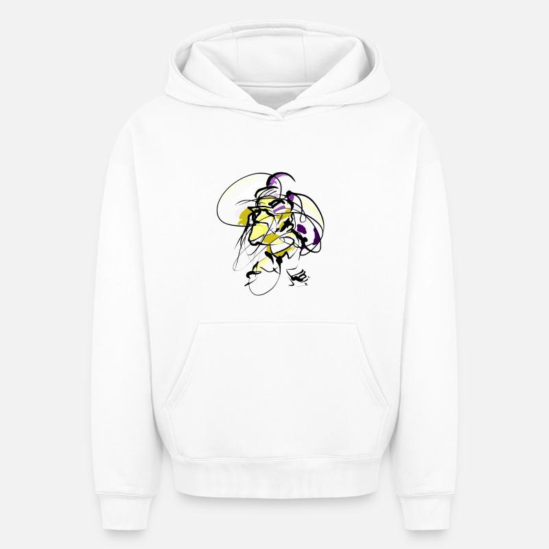 Abstrait - Visage - Sweat à capuche unisexe oversize épais SPREAD - blanc