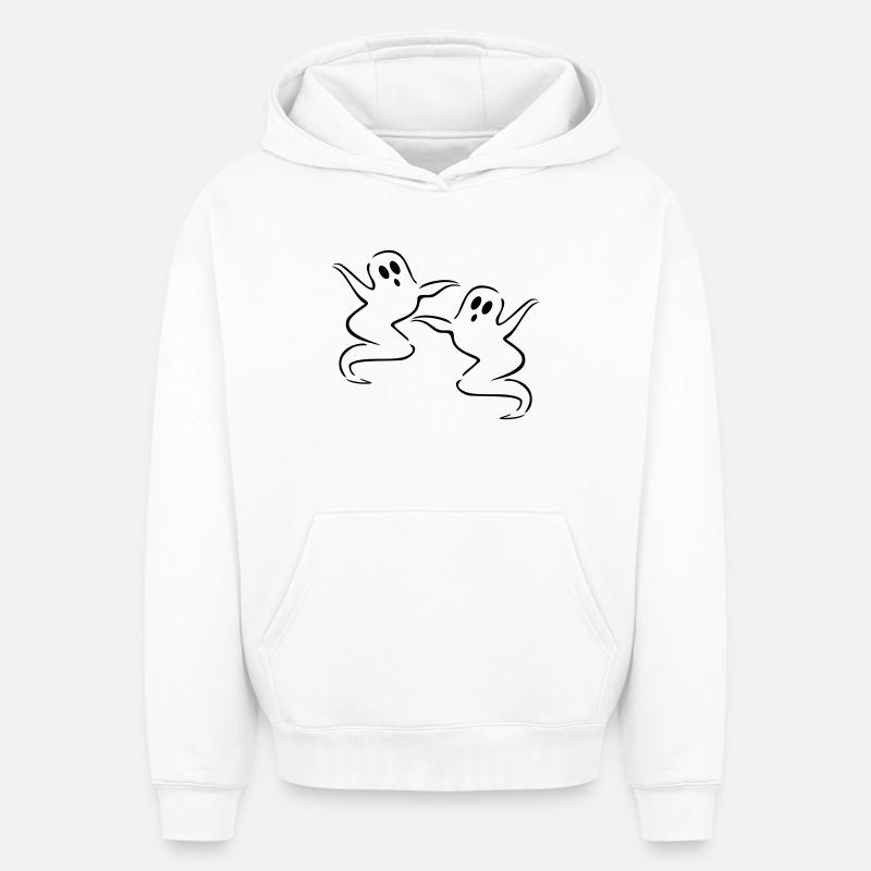 fantôme - Sweat à capuche unisexe oversize épais SPREAD - blanc