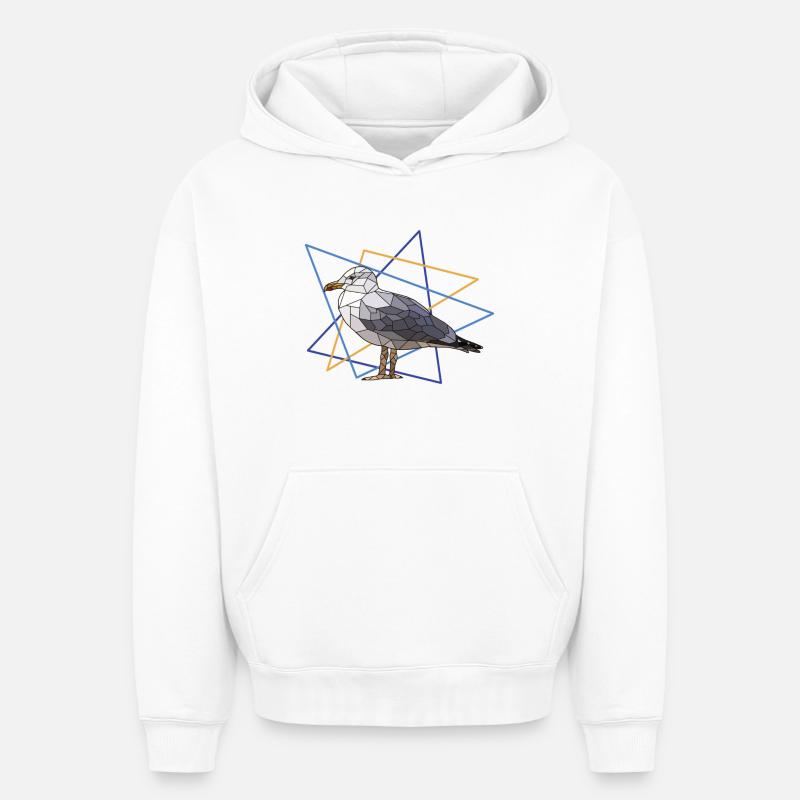 Mouette - Sweat à capuche unisexe oversize épais SPREAD - blanc