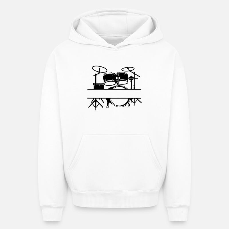 Drum Kit Nom Bannière Logo - Sweat à capuche unisexe oversize épais SPREAD - blanc
