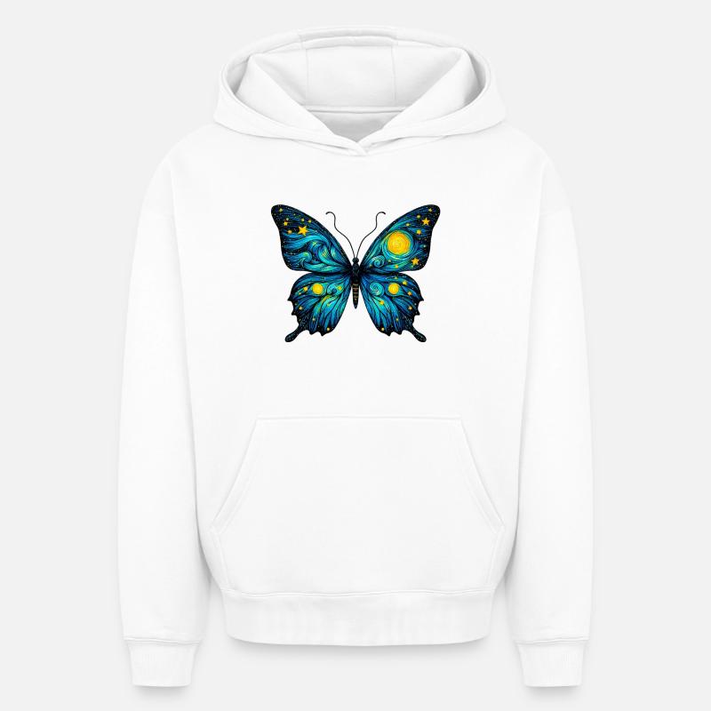 Papillon - Sweat à capuche unisexe oversize épais SPREAD - blanc