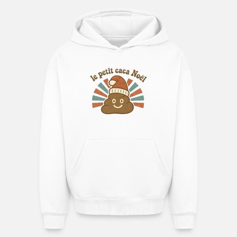 Le petit cacao Noël - Sweat à capuche unisexe oversize épais SPREAD - blanc