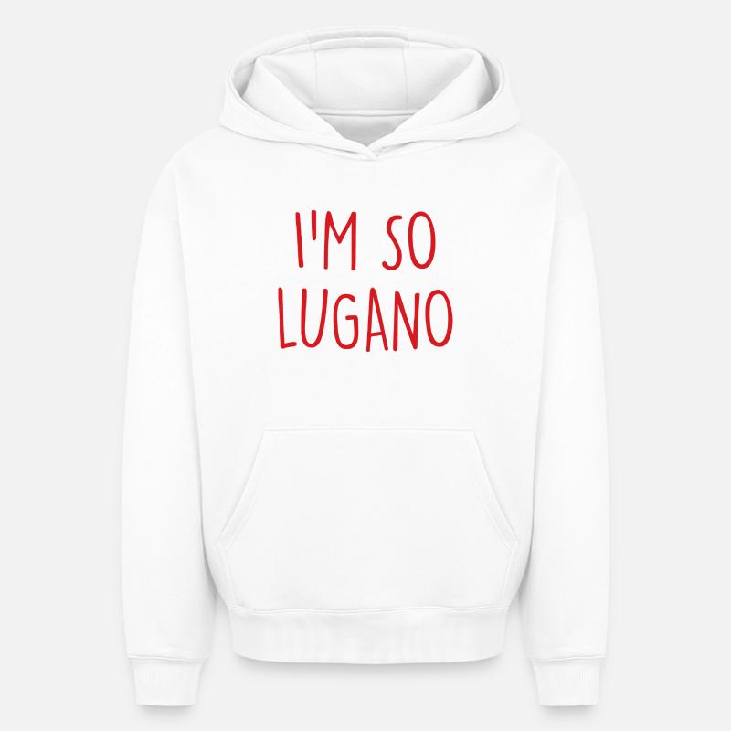 Lugano, Suisse, Schweiz - Sweat à capuche unisexe oversize épais SPREAD - blanc