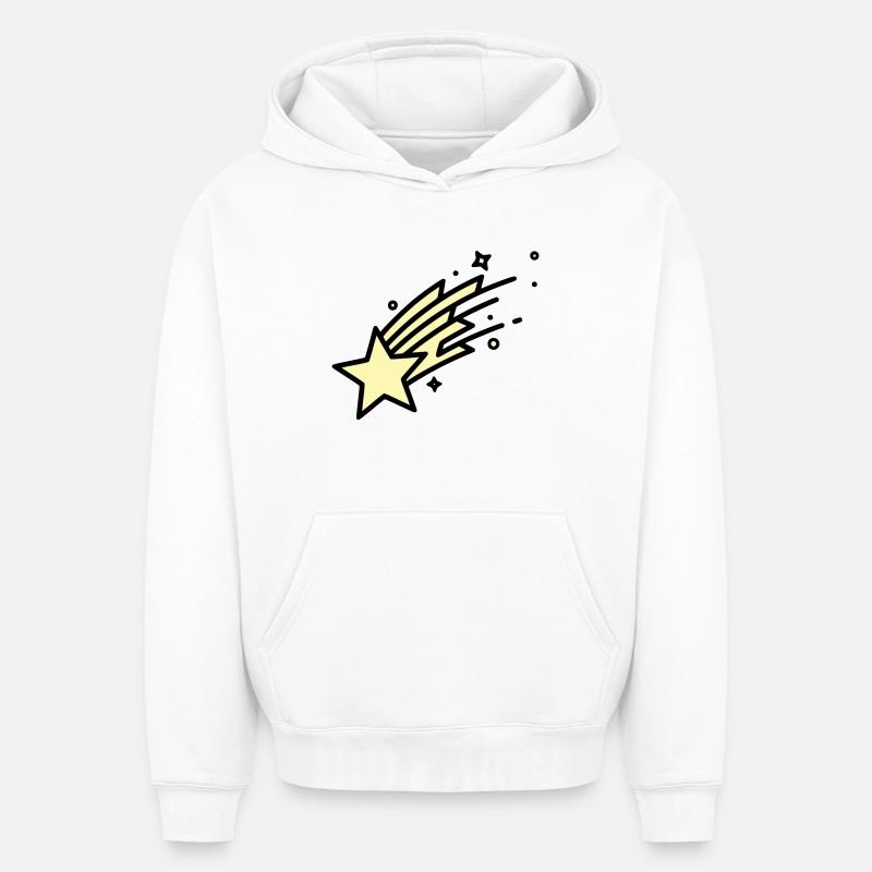 Une bande dessinée Shooting Star Comet - Sweat à capuche unisexe oversize épais SPREAD - blanc