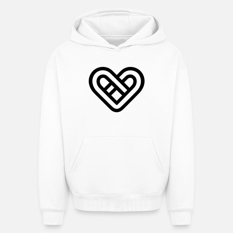 cœur infini - Sweat à capuche unisexe oversize épais SPREAD - blanc