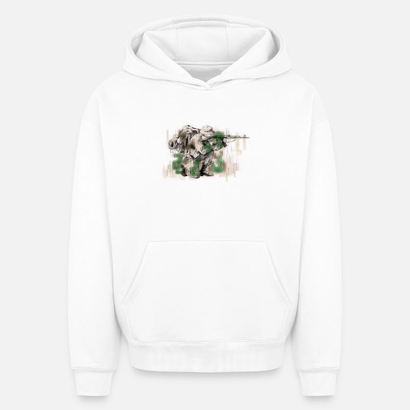 Soldier - Sweat à capuche unisexe oversize épais SPREAD - blanc