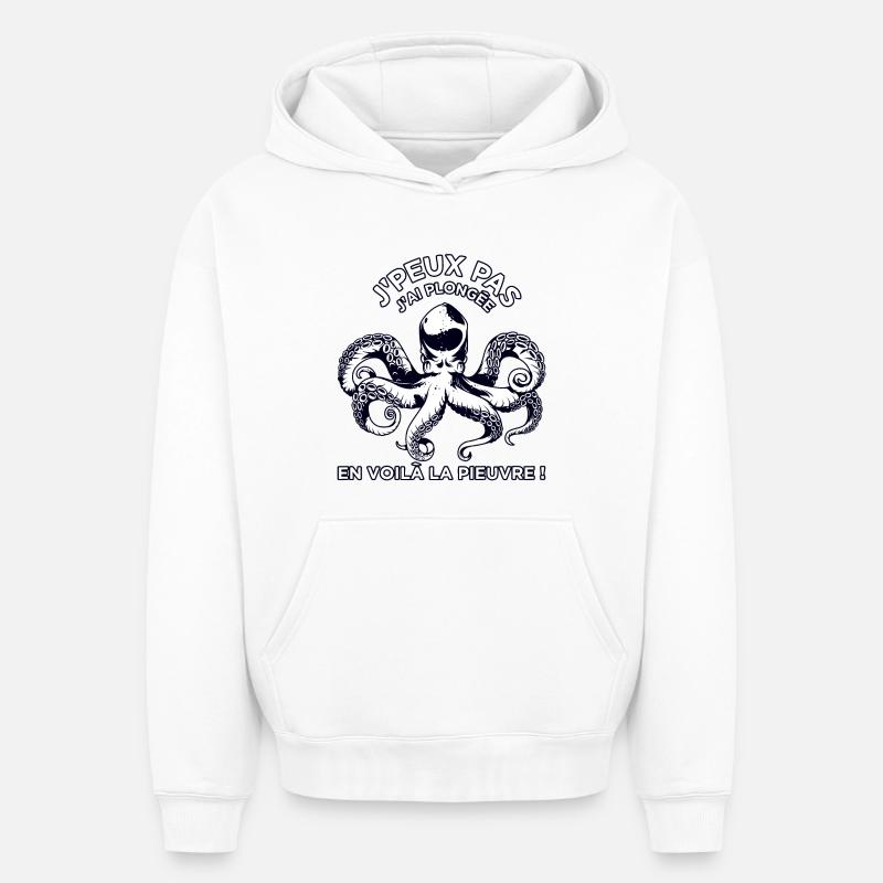 J'Peux Pas J'ai Plongée - Sweat à capuche unisexe oversize épais SPREAD - blanc