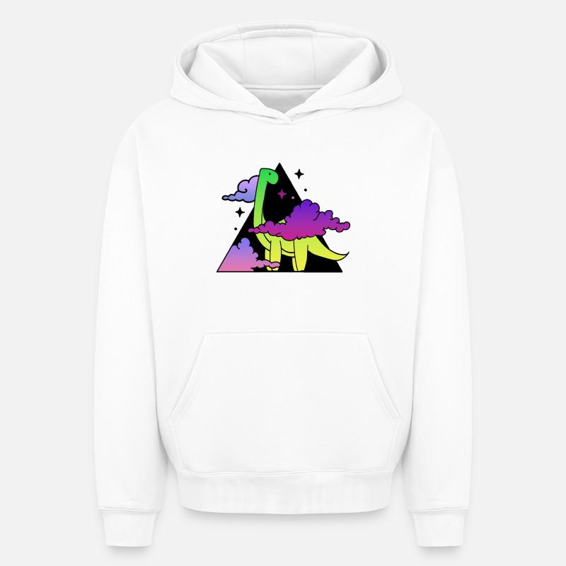 Dino montain - Sweat à capuche unisexe oversize épais SPREAD - blanc