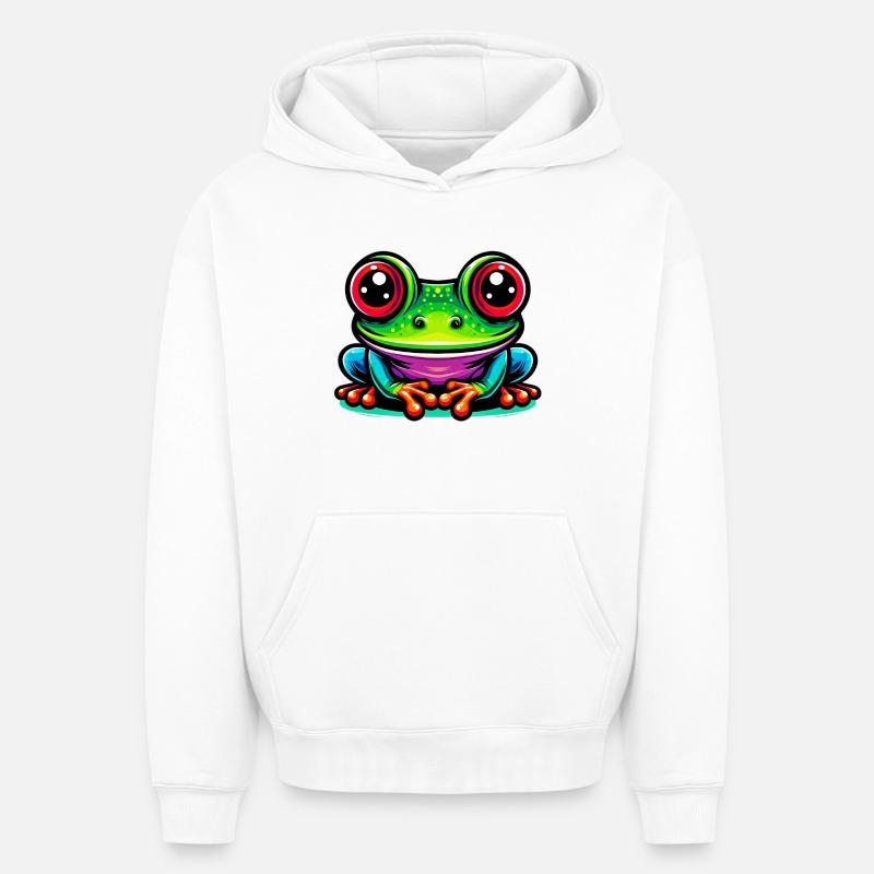 Grenouille - Sweat à capuche unisexe oversize épais SPREAD - blanc