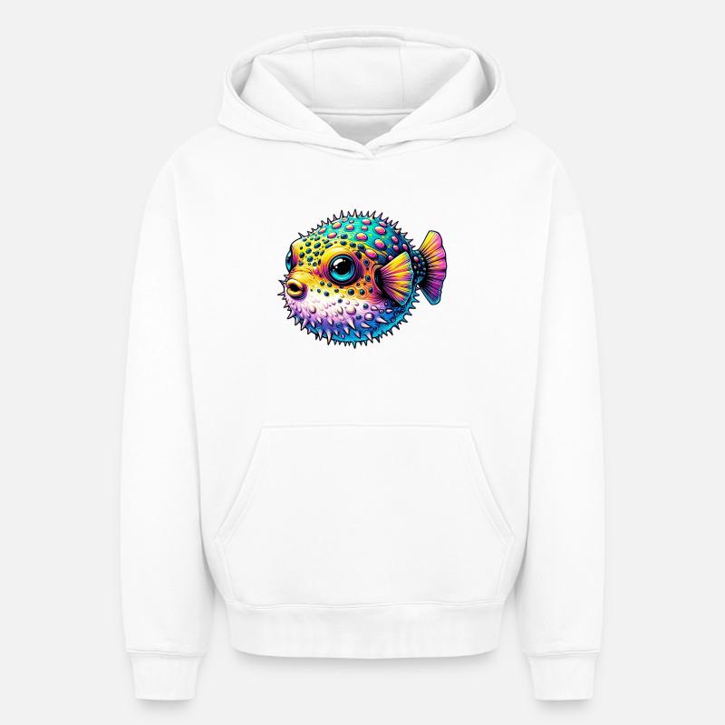Blowfish - Sweat à capuche unisexe oversize épais SPREAD - blanc