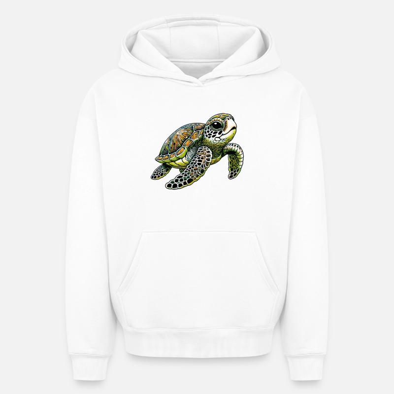 Tortue - Sweat à capuche unisexe oversize épais SPREAD - blanc