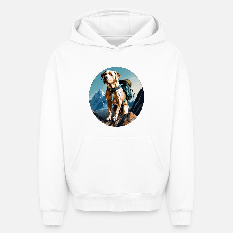 Chiens Randonnée / Alpinisme Chien - Sweat à capuche unisexe oversize épais SPREAD - blanc