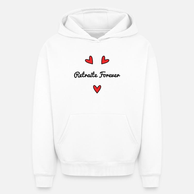 RETRAITE. RETRAITE. RETRAITEE. RETRAITE - Sweat à capuche unisexe oversize épais SPREAD - blanc