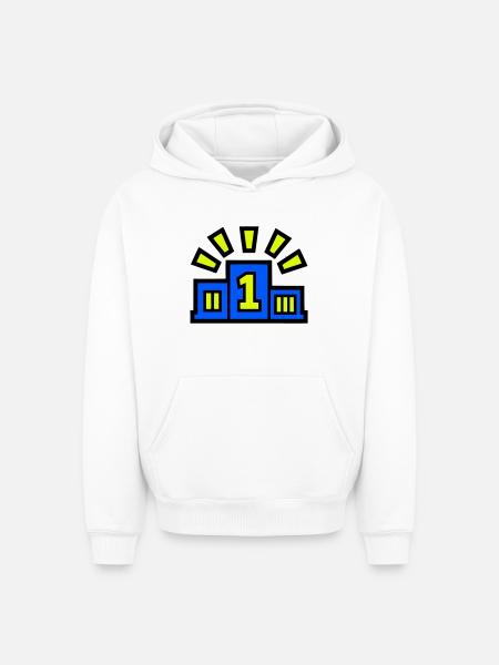 Winner Podium Place 1 Champion - Oversized Heavyweight Unisex Hoodie - white
