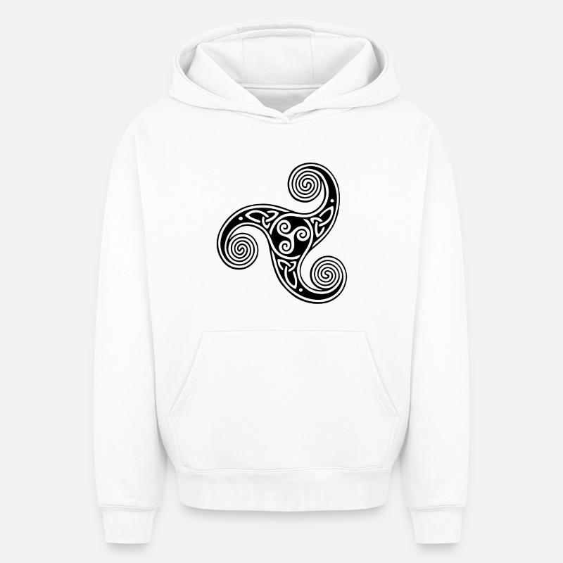 symbole tribal celte noir - Sweat à capuche unisexe oversize épais SPREAD - blanc
