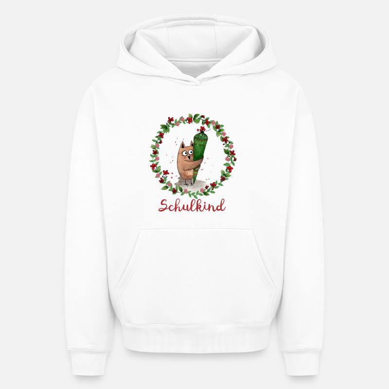 Schulkind Eule - Oversized Heavyweight Unisex Hoodie - Weiß