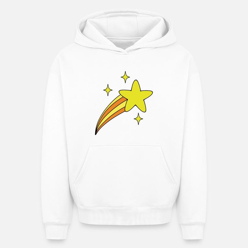 Étoile avec queue - Sweat à capuche unisexe oversize épais SPREAD - blanc