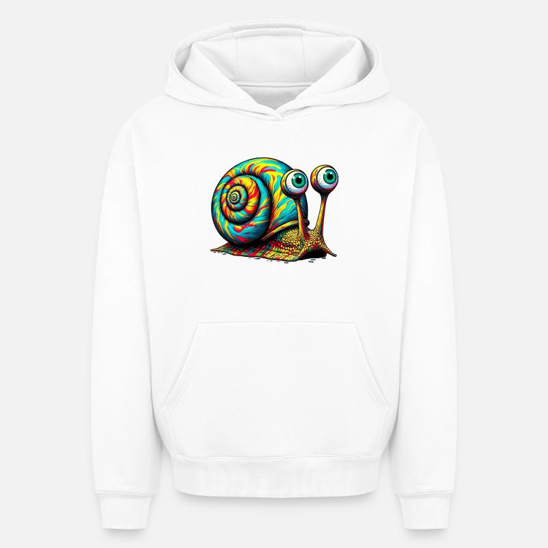 Escargot - Sweat à capuche unisexe oversize épais SPREAD - blanc