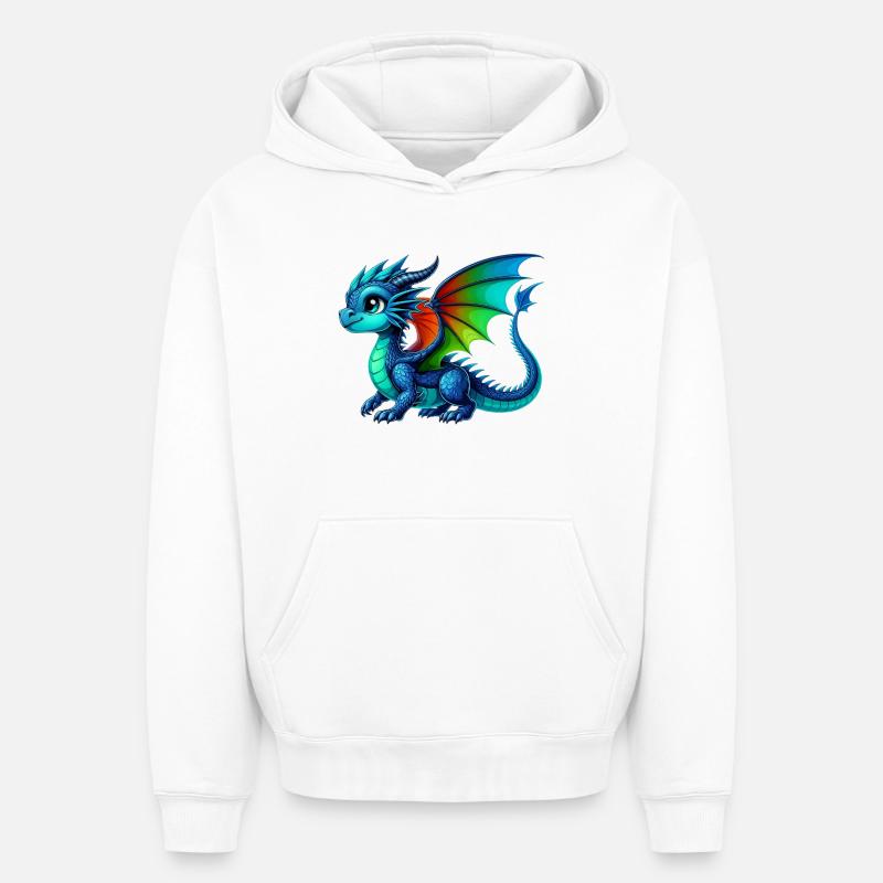Dragon - Sweat à capuche unisexe oversize épais SPREAD - blanc
