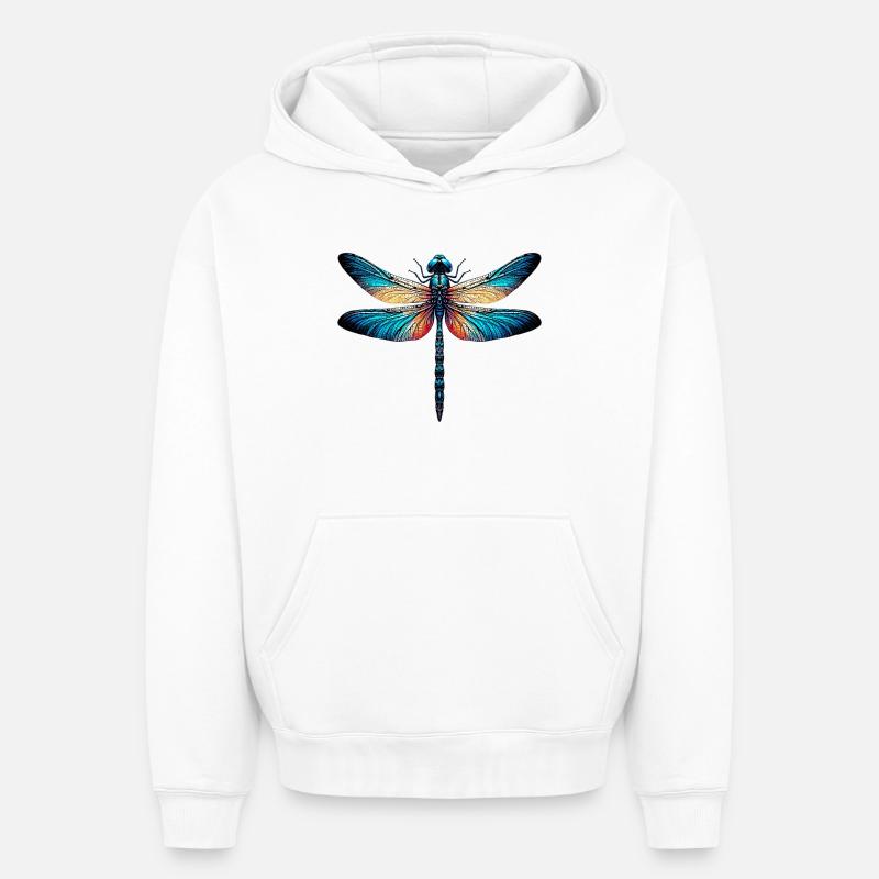 Libellule - Sweat à capuche unisexe oversize épais SPREAD - blanc