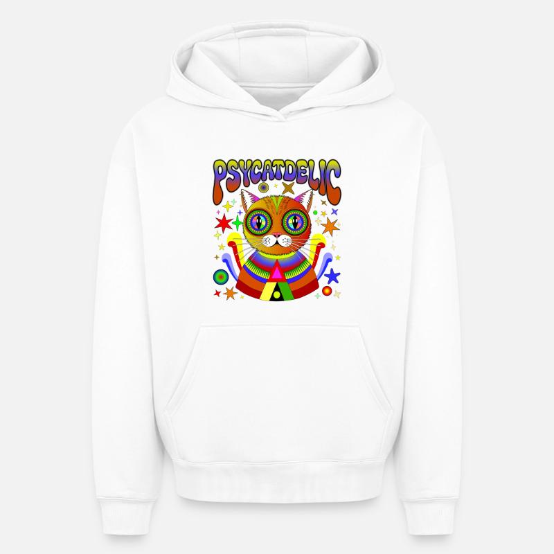 PSYCATDELIC - Oversized Heavyweight Unisex Hoodie - Weiß