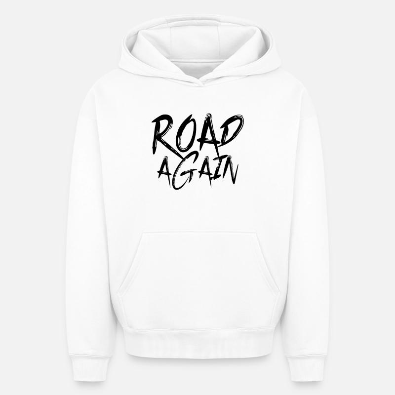 Road Again - Sweat à capuche unisexe oversize épais SPREAD - blanc