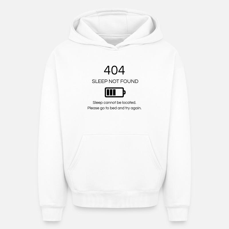 404 Sommeil introuvable - Sweat à capuche unisexe oversize épais SPREAD - blanc
