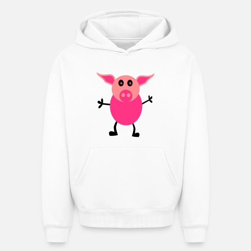 porcs mâles - Sweat à capuche unisexe oversize épais SPREAD - blanc