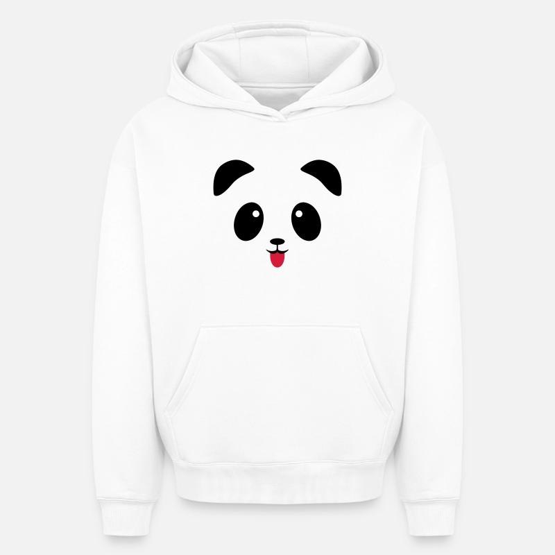 Langue de visage de panda - Sweat à capuche unisexe oversize épais SPREAD - blanc