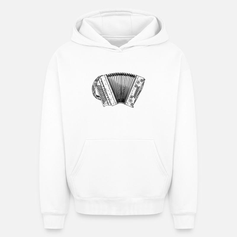 Ziach - Harmonica styrienne - Squeezebox | ZiachON - Sweat à capuche unisexe oversize épais SPREAD - blanc