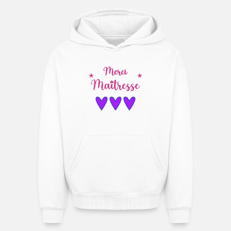 MAÎTRESSE. MERCI. MERCI MAÎTRESSE - Sweat à capuche unisexe oversize épais SPREAD - blanc