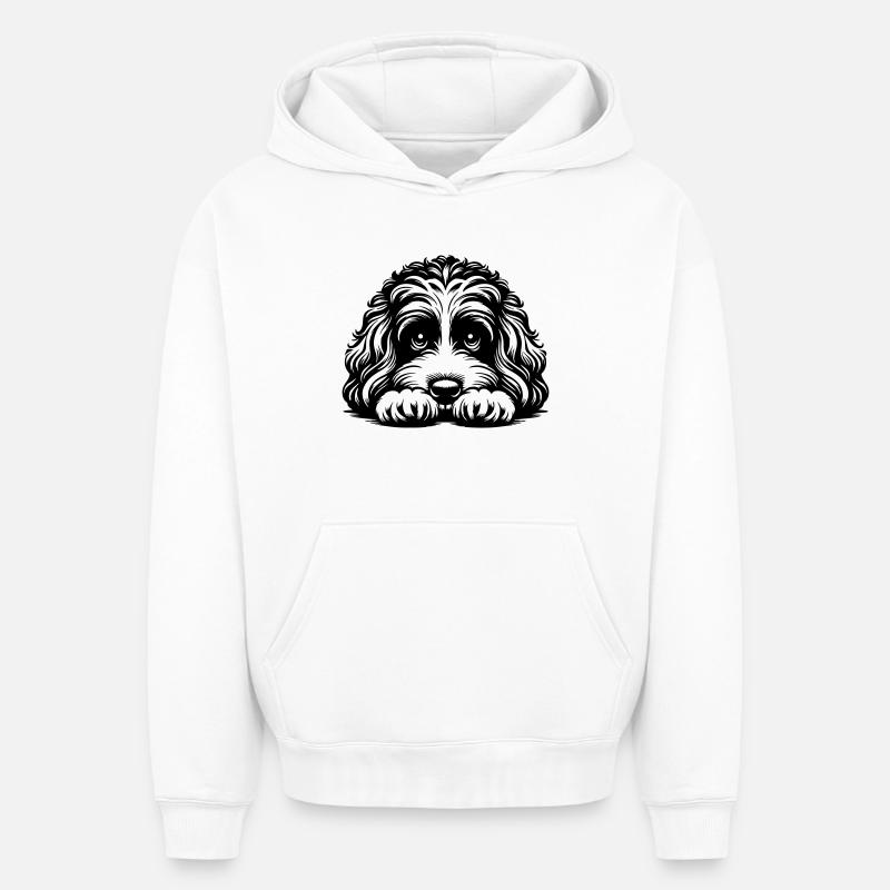 Cavapoo Kopf mit Pfoten - Oversized Heavyweight Unisex Hoodie - Weiß