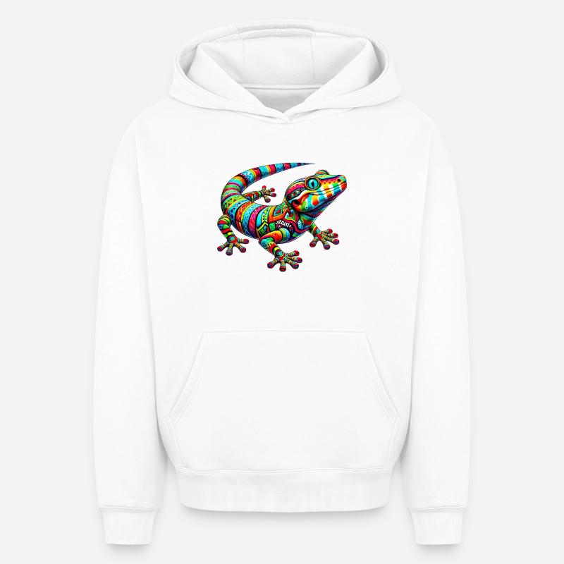 Gecko - Sweat à capuche unisexe oversize épais SPREAD - blanc
