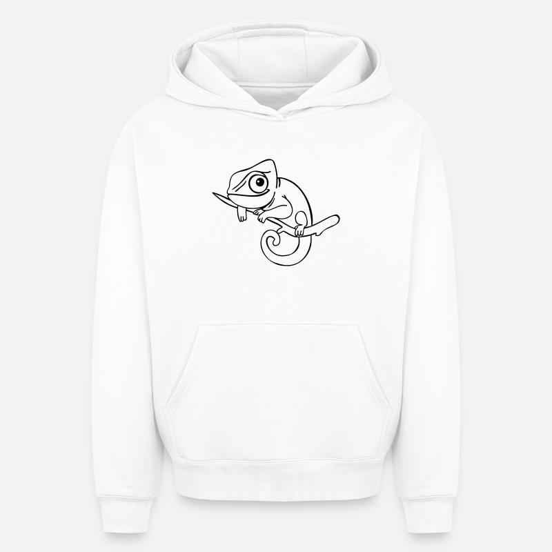LUI le caméléon, monochrome - Sweat à capuche unisexe oversize épais SPREAD - blanc