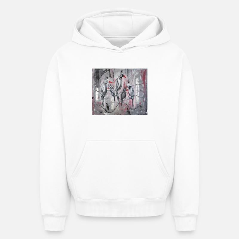 Corbeaux - Sweat à capuche unisexe oversize épais SPREAD - blanc