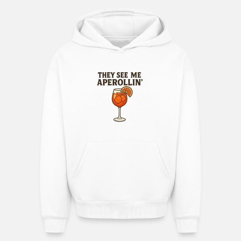 Aperollin Jeu de mots Design - Sweat à capuche unisexe oversize épais SPREAD - blanc