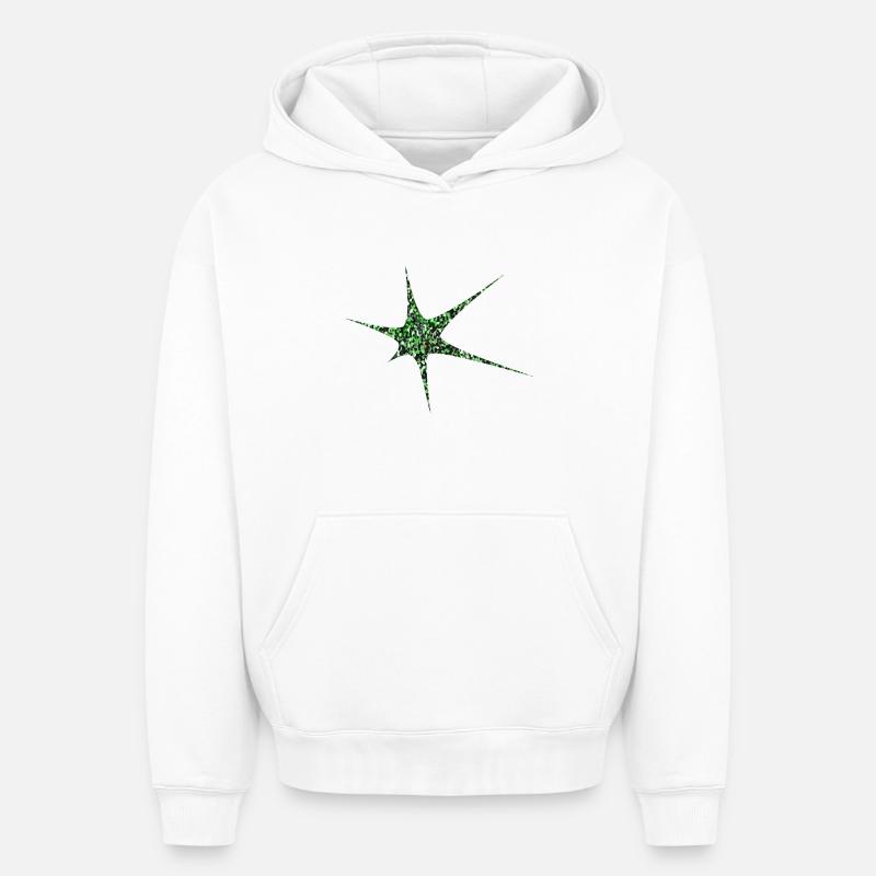 Vert Paillettes Starburst Sparkle - Sweat à capuche unisexe oversize épais SPREAD - blanc