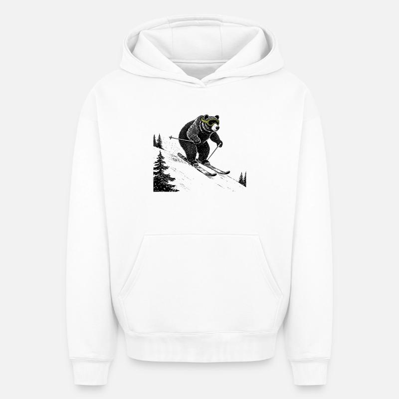 Pentes Bär - Sweat à capuche unisexe oversize épais SPREAD - blanc