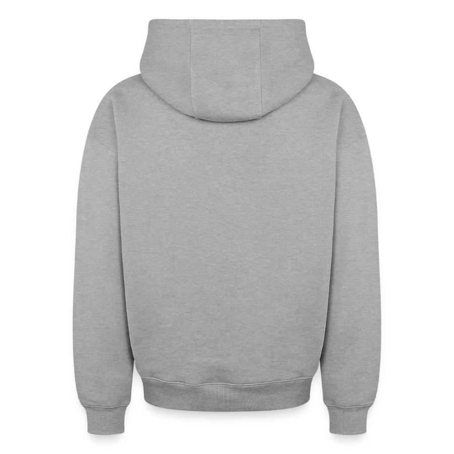 Pisa badge on a oversized heavyweight unisex hoodie, heather grey, back