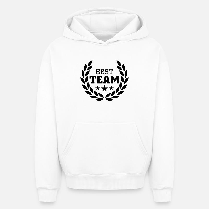 Best Team - Sweat à capuche unisexe oversize épais SPREAD - blanc