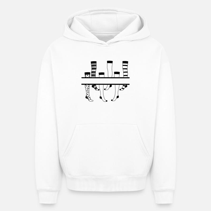 Logo des collants - Sweat à capuche unisexe oversize épais SPREAD - blanc
