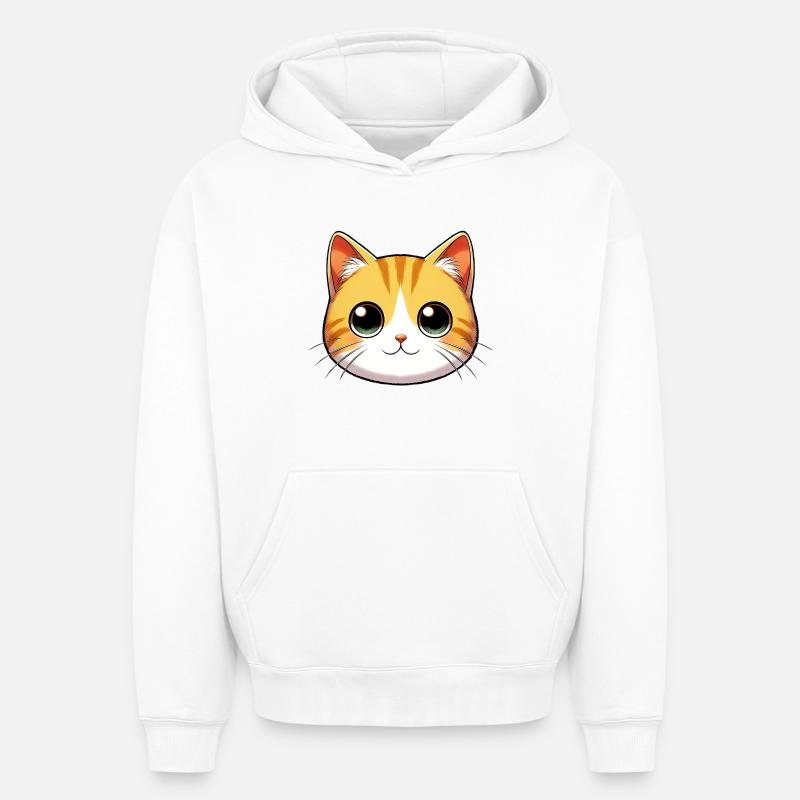 Chat - Sweat à capuche unisexe oversize épais SPREAD - blanc