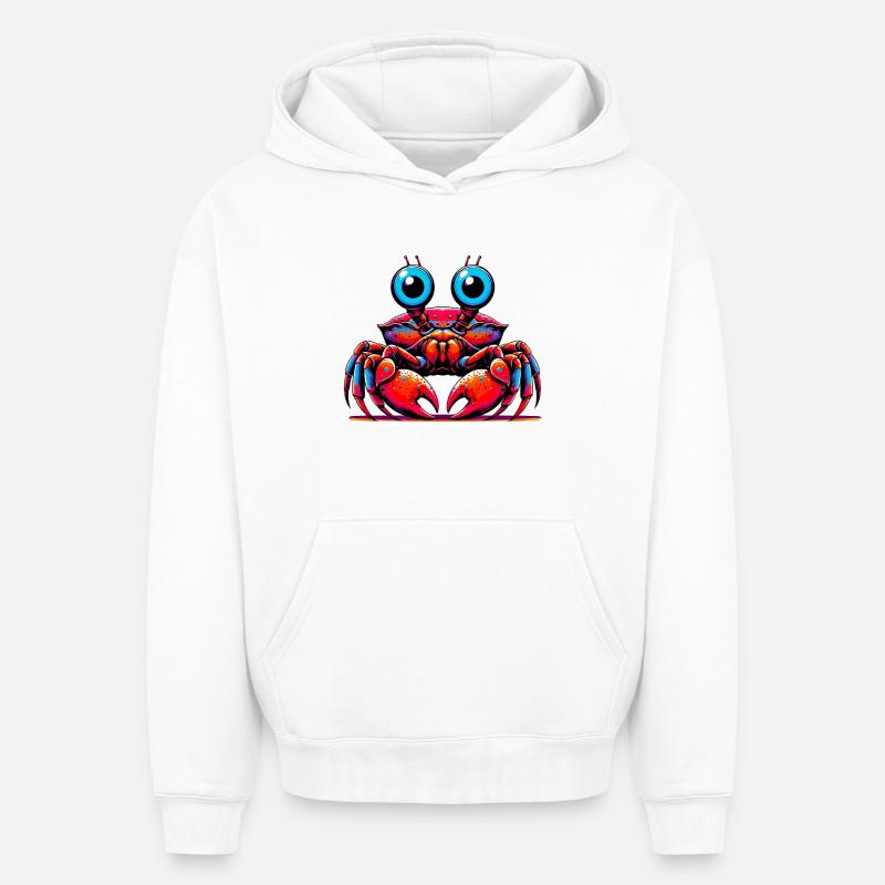 Crabe - Sweat à capuche unisexe oversize épais SPREAD - blanc