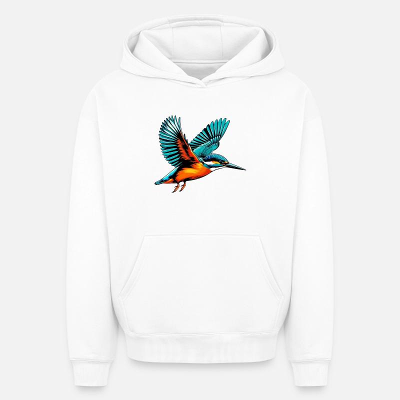 Martin-pêcheur - Sweat à capuche unisexe oversize épais SPREAD - blanc